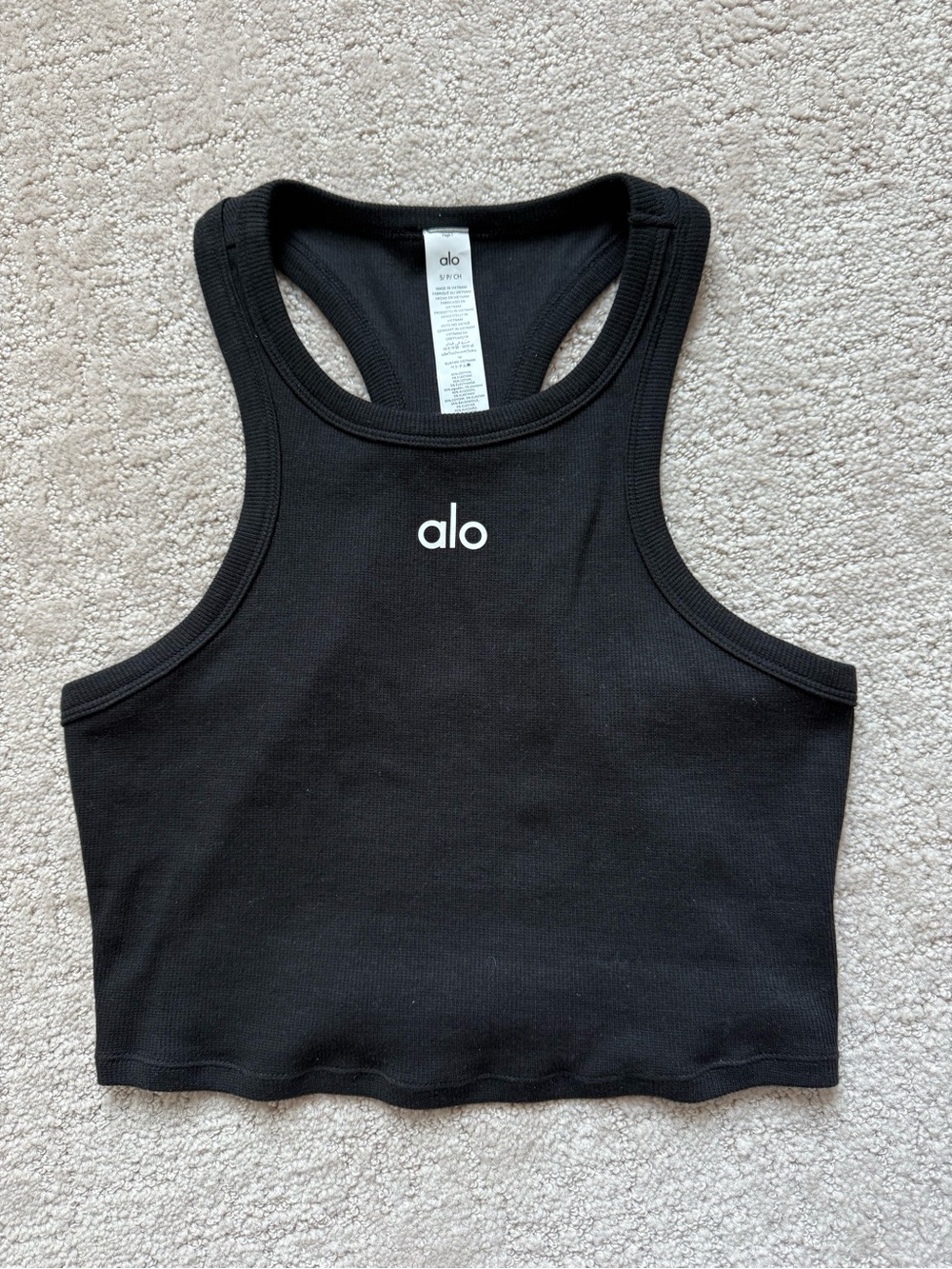 ALO Yoga Black Ribbed High-Neck Crop Tank - Picture 4 of 7
